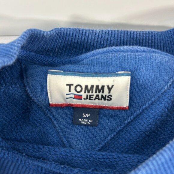Tommy Hilfiger Jeans Sweatshirt Mens Size Small Rainbow Spell Out Blue Pullover - Picture 3 of 8